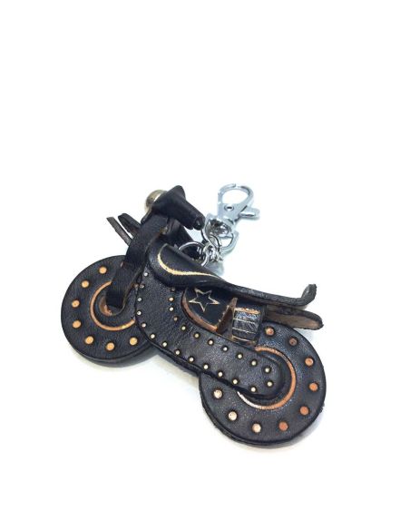 Llavero de Piel Artesanal Moto Negra | Original y Resistente