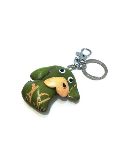 Llavero de Piel Artesanal Perrito Verde | Original