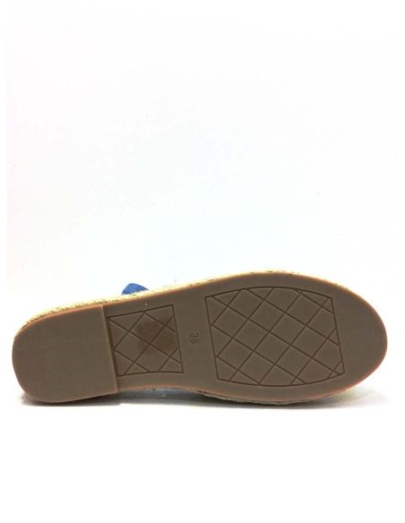 Alpargatas Yute Mujer Beige Azul Sin Cuña | Baratas Verano