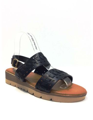 Sandalias Mujer Cuña Baja Negras | Cómodas Verano