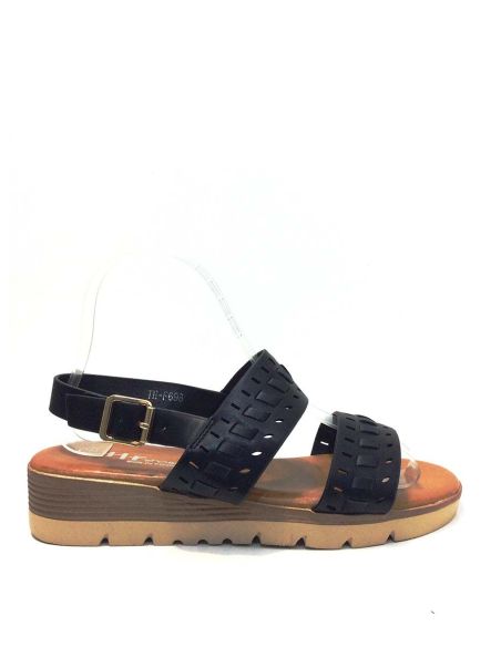 Sandalias Mujer Cuña Baja Negras | Cómodas Verano