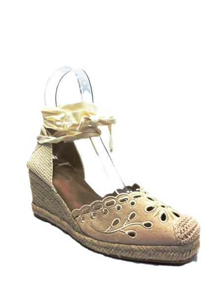 Sandalias Cuña Yute Mujer Beige | Media-Alta y Baratas