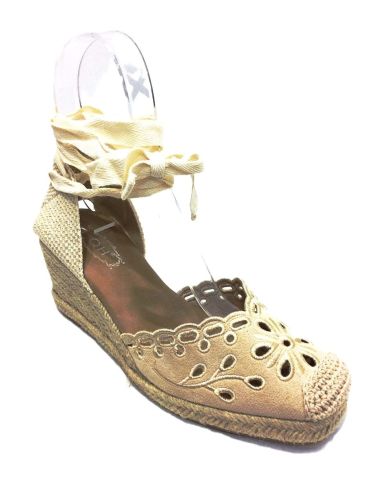 Sandalias Cuña Yute Mujer Beige | Media-Alta y Baratas