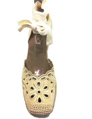 Sandalias Cuña Yute Mujer Beige | Media-Alta y Baratas