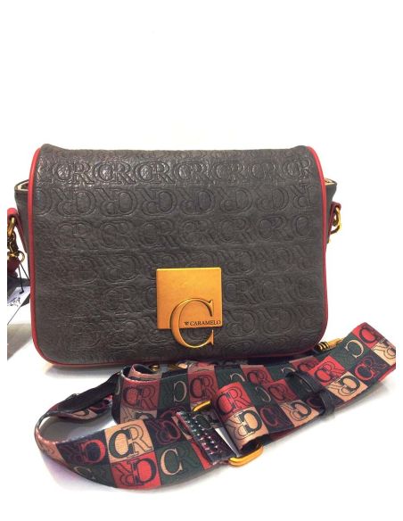 Bolso Bandolera Caramelo Preciosa Gris y Rojo