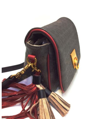 Bolso Bandolera Caramelo Preciosa Gris y Rojo