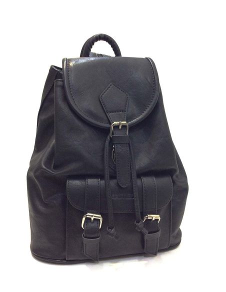 Mochila Mujer Matties Casual Sport Negra | Piel Sintética