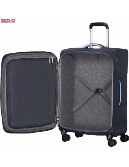 Maleta mediana American Tourister Cloudrider sky Navy abierta