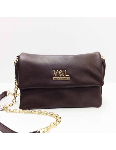 Bolso bandolera con solapa V&L Olivia en Marron