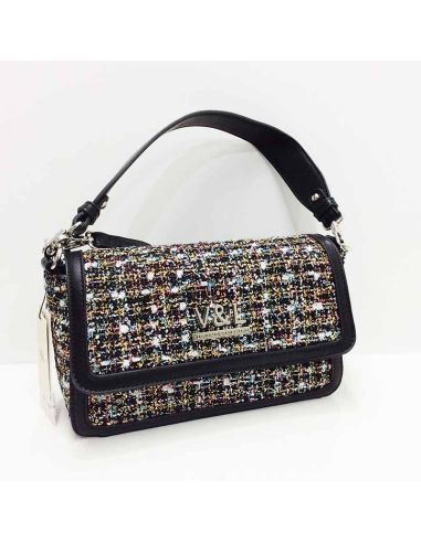 Bolso bandolera V&L Telva acabado Multi Negro