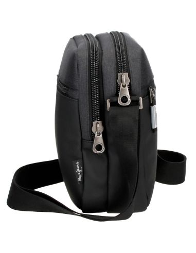 Bolso Hombre Pepe Jeans Jarvis con 2 apartados Negro y Gris