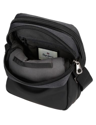 Bolso Hombre Pepe Jeans Jarvis con 2 apartados Negro y Gris