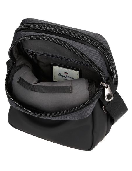 Bolso Hombre Pepe Jeans Jarvis con 2 apartados Negro y Gris
