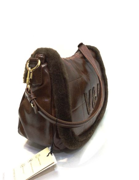 Bolso Bandolera Laurel Victorio & Lucchino | Negro y Cuero