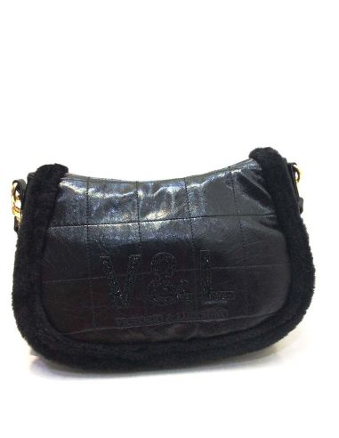 Bolso Bandolera Laurel Victorio & Lucchino | Negro y Cuero