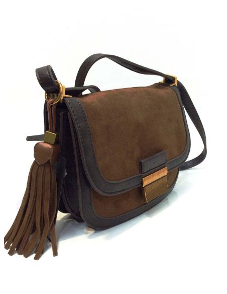 Bandolera Caramelo de Piel Serraje Cuero | Serie Pepa