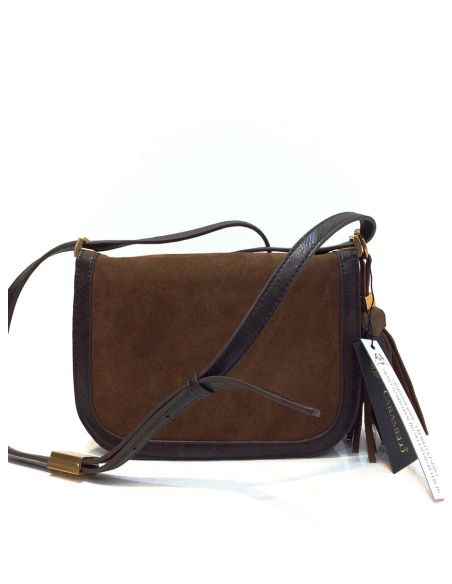 Bandolera Caramelo de Piel Serraje Cuero | Serie Pepa