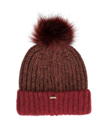 Gorro de punto Anekke con pompón burdeos