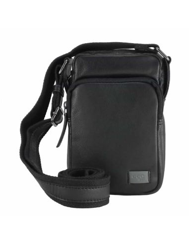 Bolso piel hombre pequeño Negro Aura