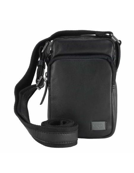 Bolso piel hombre pequeño Negro Aura