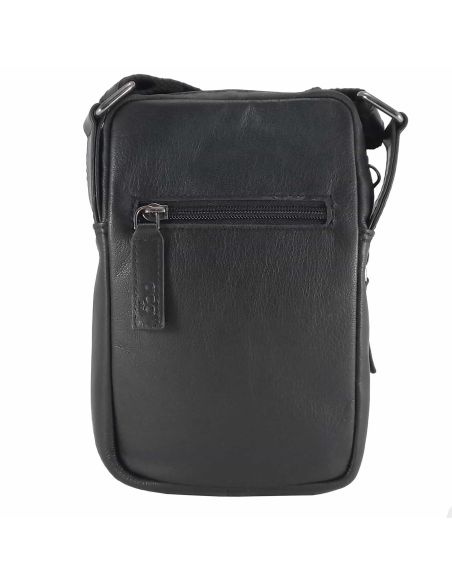 Bolso piel hombre pequeño Negro Aura