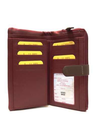 Monedero Billetero Piel Mujer Rojo grande JL Yanira