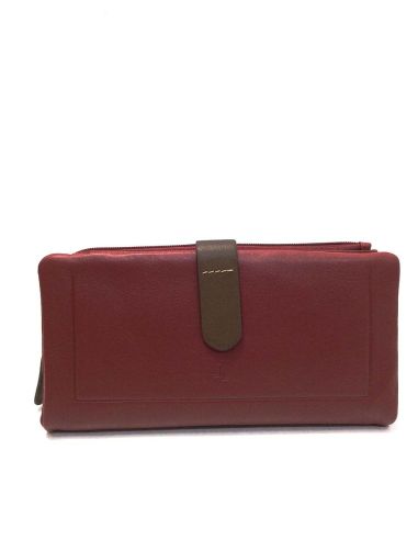 Monedero Billetero Piel Mujer Rojo grande JL Yanira