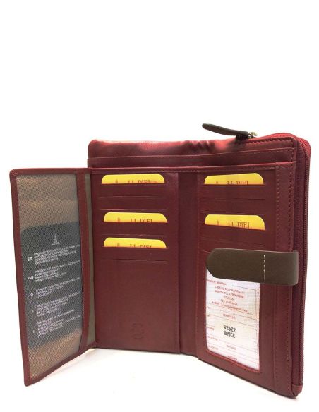 Monedero Billetero Piel Mujer Rojo grande JL Yanira