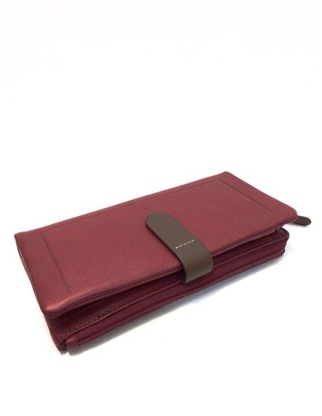 Monedero Billetero Piel Mujer Rojo grande JL Yanira