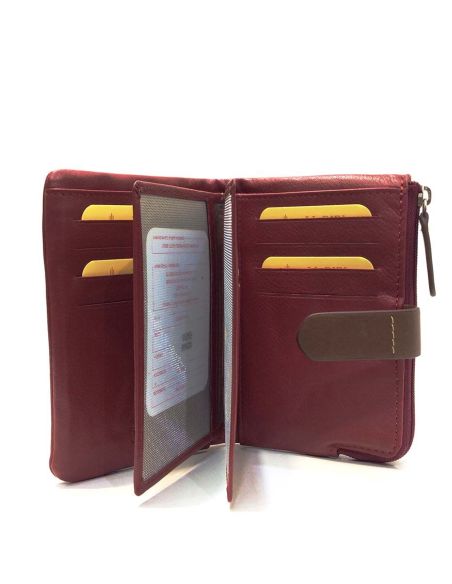 Billetera Piel Mujer Rojo mediano JL Yanira