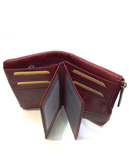 Billetera Piel Mujer Rojo mediano JL Yanira