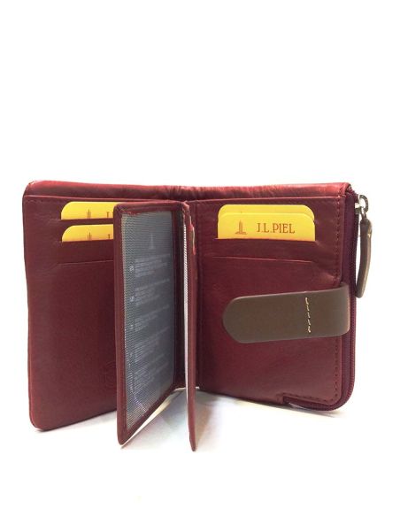 Billetero Piel Mujer Rojo pequeño JL Yanira