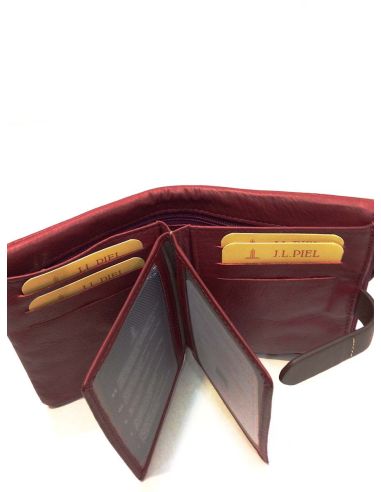 Billetero Piel Mujer Rojo pequeño JL Yanira