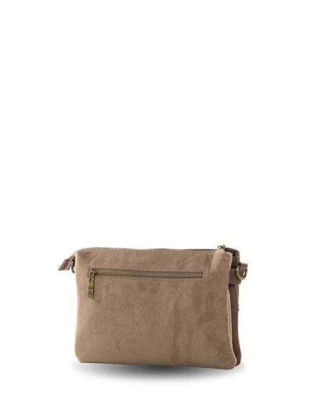 Bolso bandolera de ventis en antelina Taupe