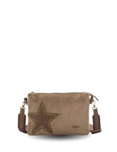 Bolso bandolera de ventis en antelina Taupe