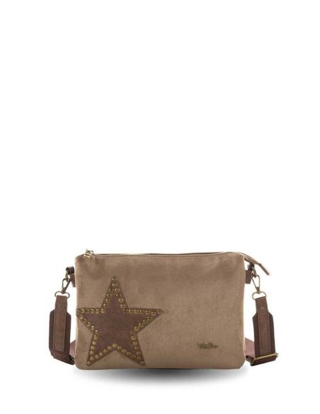 Bolso bandolera de ventis en antelina Taupe