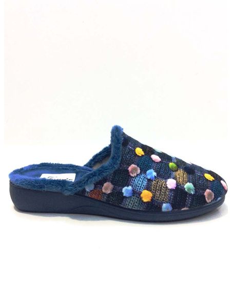 Zapatilla casa mujer abierta con cuña