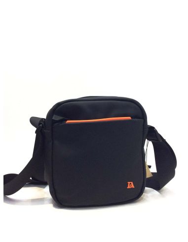 Bolso hombre cruzado Don Algodon en Negro con Naranja