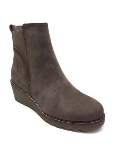 Botin mujer Piel vuelta con cuña en Khaki 2