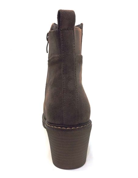 Botin mujer Piel vuelta con cuña en Khaki