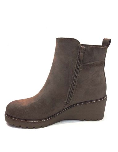 Botin mujer Piel vuelta con cuña en Khaki