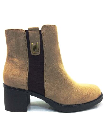 Botin mujer piel vuelta sintética en Khaki