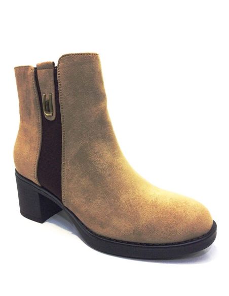 Botin mujer piel vuelta sintética en Khaki