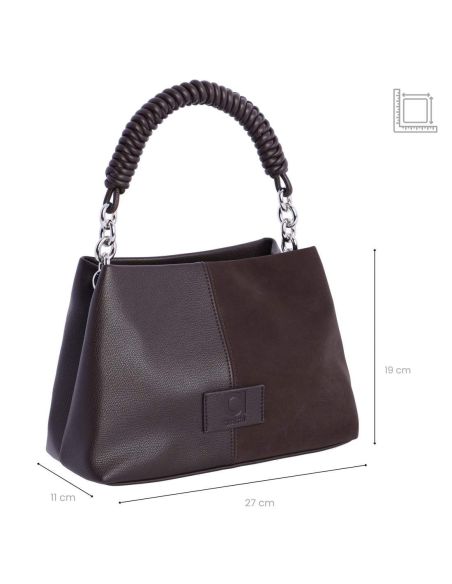 Bolso de mano y bandolera Amichi Sara Marron