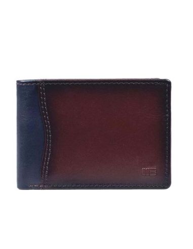 Cartera Americana de Piel Miguel Bellido Marron con Azul