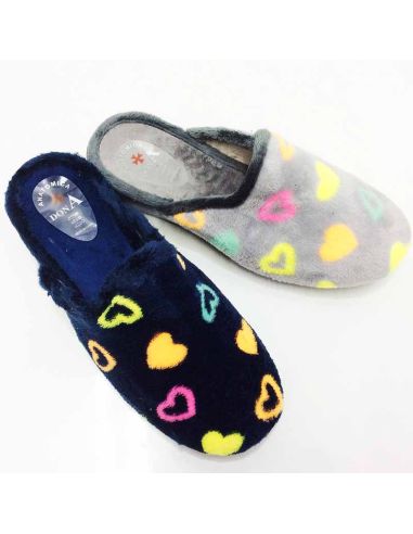 Zapatilla para casa de Mujer Abierta con corazones