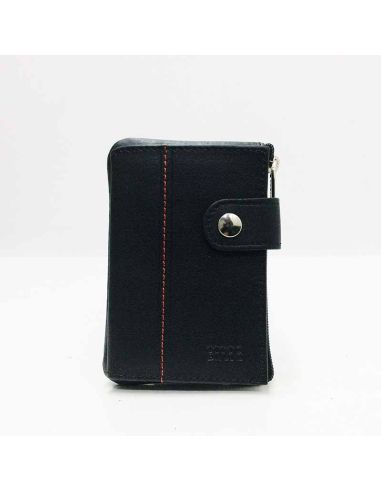 Monedero tarjetero hombre de Piel Titto Bluni Casual en Negro-Rojo