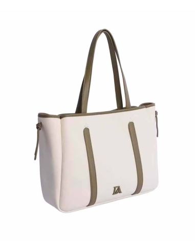 Bolso Shopper de Don Algodon Colette Marfil con Verde