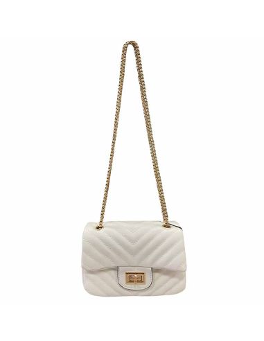 Bolso con cadena y Acolchado en Blanco de Javier Larrainzar